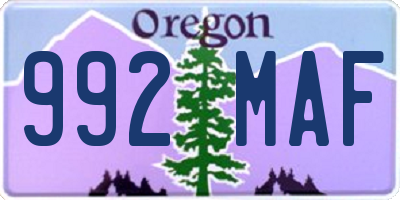 OR license plate 992MAF