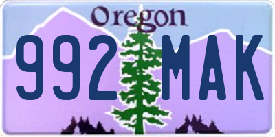 OR license plate 992MAK