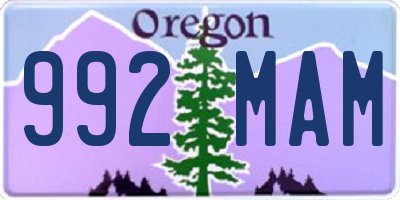 OR license plate 992MAM