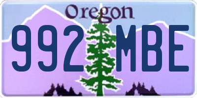 OR license plate 992MBE