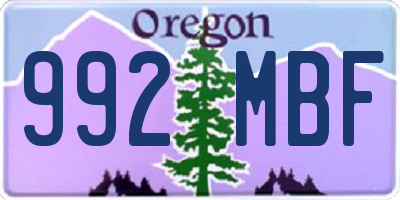 OR license plate 992MBF