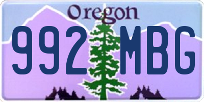 OR license plate 992MBG