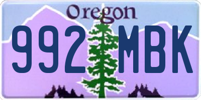 OR license plate 992MBK