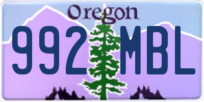 OR license plate 992MBL