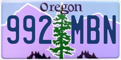 OR license plate 992MBN