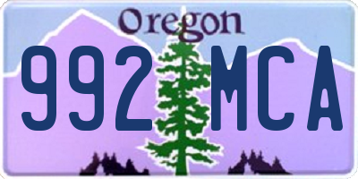 OR license plate 992MCA