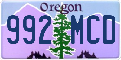 OR license plate 992MCD