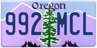 OR license plate 992MCL