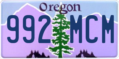 OR license plate 992MCM