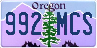 OR license plate 992MCS