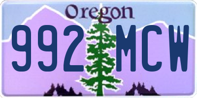 OR license plate 992MCW