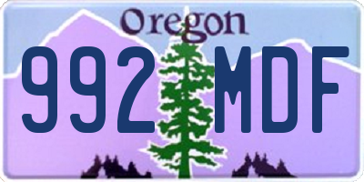 OR license plate 992MDF