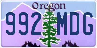 OR license plate 992MDG