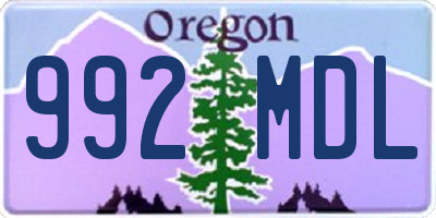 OR license plate 992MDL