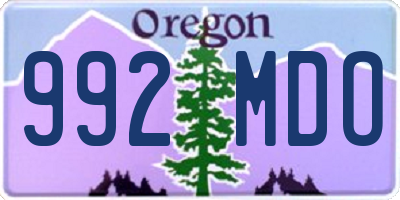 OR license plate 992MDO