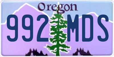 OR license plate 992MDS