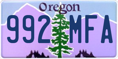 OR license plate 992MFA