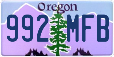 OR license plate 992MFB