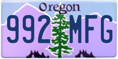 OR license plate 992MFG