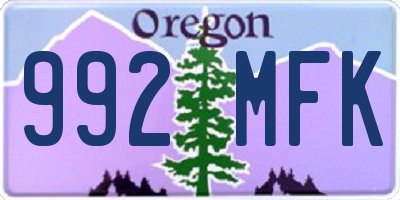 OR license plate 992MFK