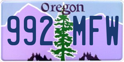 OR license plate 992MFW