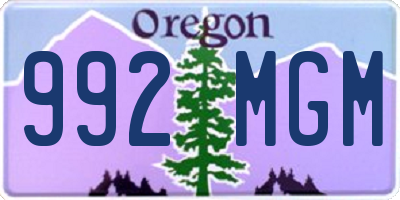 OR license plate 992MGM