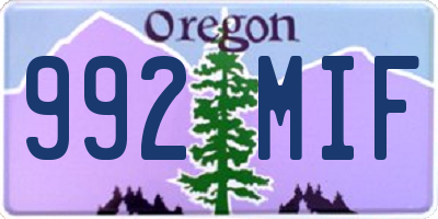 OR license plate 992MIF