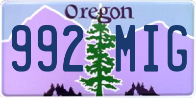 OR license plate 992MIG