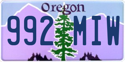 OR license plate 992MIW