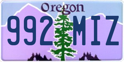 OR license plate 992MIZ