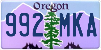 OR license plate 992MKA