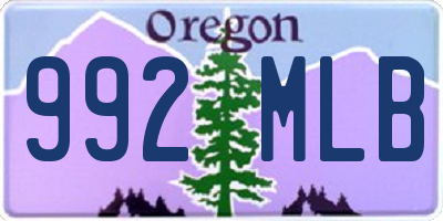 OR license plate 992MLB