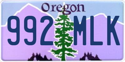 OR license plate 992MLK