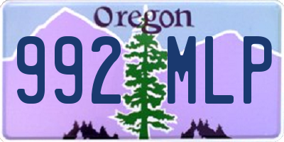 OR license plate 992MLP