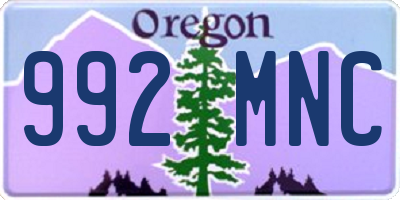 OR license plate 992MNC