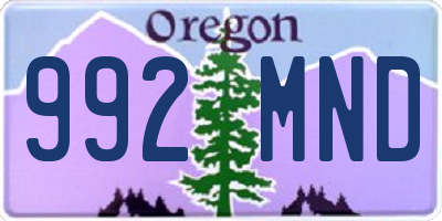 OR license plate 992MND