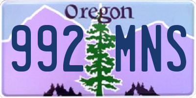 OR license plate 992MNS