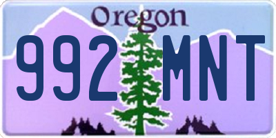 OR license plate 992MNT