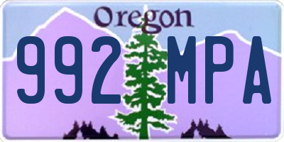 OR license plate 992MPA