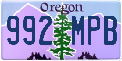 OR license plate 992MPB