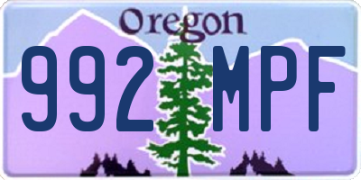 OR license plate 992MPF