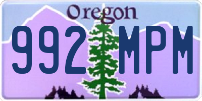 OR license plate 992MPM