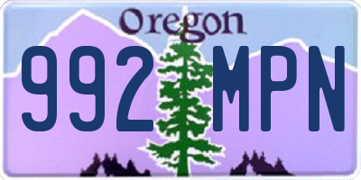 OR license plate 992MPN