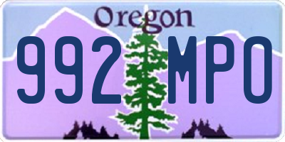 OR license plate 992MPO