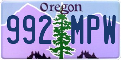 OR license plate 992MPW