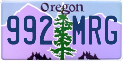 OR license plate 992MRG