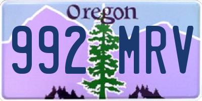 OR license plate 992MRV