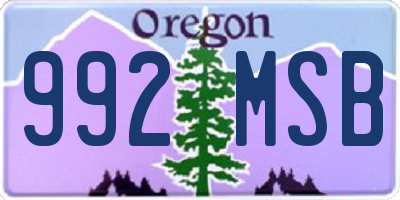OR license plate 992MSB