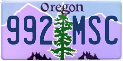 OR license plate 992MSC