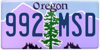 OR license plate 992MSD